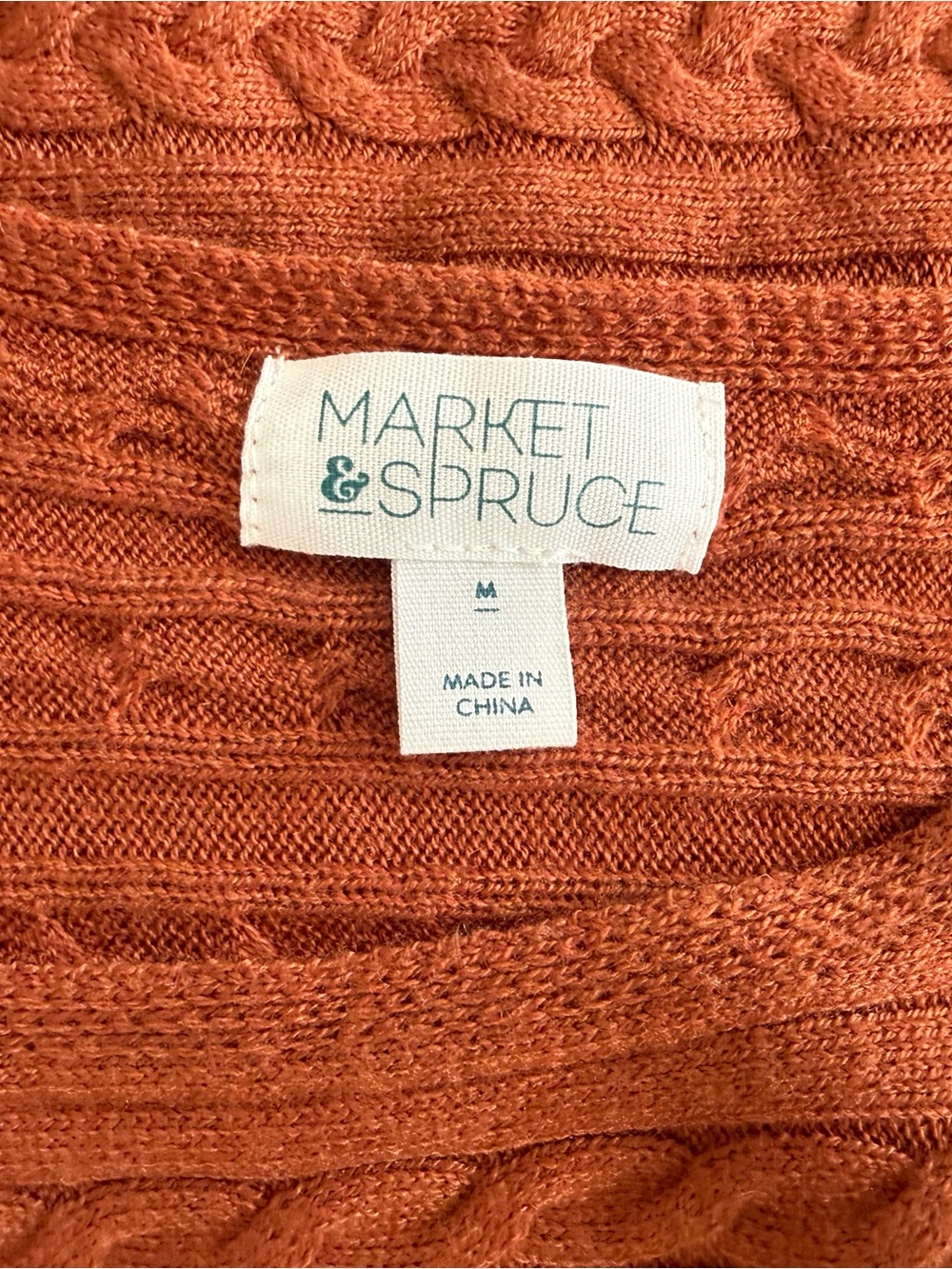 Women’s Cable Knit Sweater - Rust Orange - Picture 8 of 8